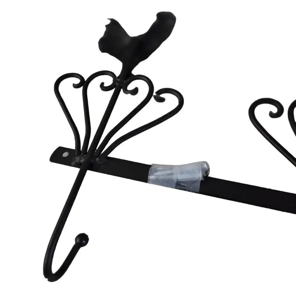 Vintage 3 Hooks Metal Wall Mount Rooster Hat and Key Ring Holder Decor